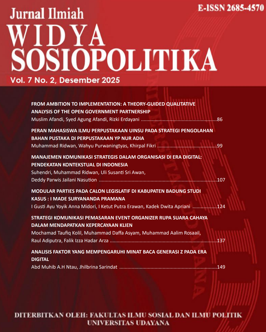 					View Vol. 7 No. 2 (2025): JULI - DESEMBER 2025
				